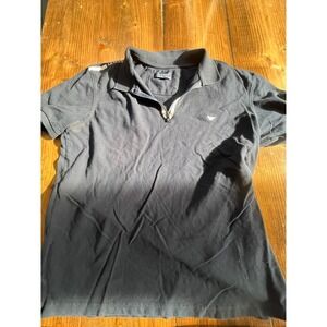 Armani Jeans Mens Navy Blue Quarter Zip Polo Shirt Logo Tape XXL